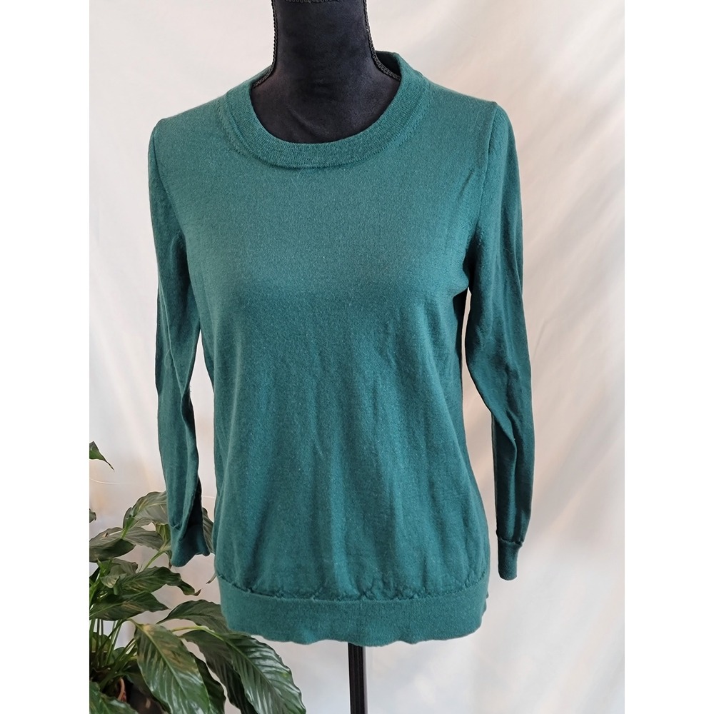 J.Crew Womens Forest Green Crewneck Long Sleeve Lightweight Knit Sweater Size L